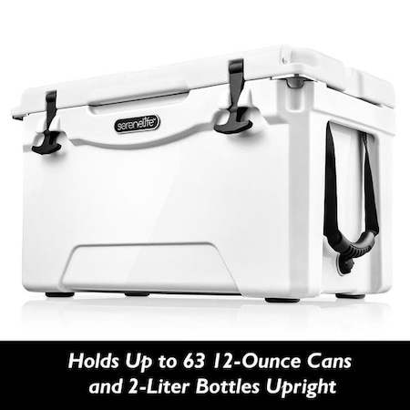 Serenelife Portable Cooler Box - Holds Up to 63 Cans, Keeps Ice Up to 5 Days, Heavy-Duty 50-Quart (White) SLCB50